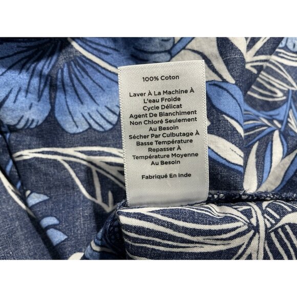 Talbots Hibiscus Palms Tunic XL Blue White VNeck 3/4 Sleeve - Picture 9 of 10